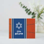 Blue Orange Basketball Bar Mitzvah Vielen Dank Postkarte (Stehend Vorderseite)