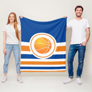 Blue & Orange Basketball Fleecedecke