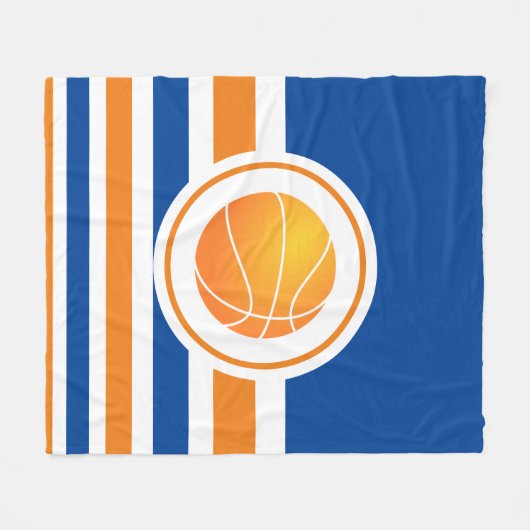 Blue & Orange Basketball Fleecedecke (Vorderseite (Horizontal))