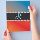 Blue Orange Black Diamond 3d Monogram Initial Flyer (Hand)