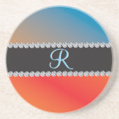Blue Orange Black Diamond 3d Monogram Initial Getränkeuntersetzer (Vorne)