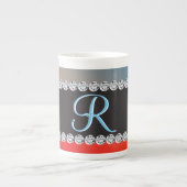 Blue Orange Black Diamond 3d Monogram Initial Porzellantasse (Vorderseite)