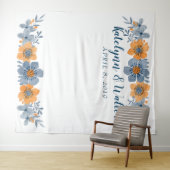 Blue & Orange Blume Hochzeitskabine Foto Hintergru Wandteppich (Beispiel (Horizontal))