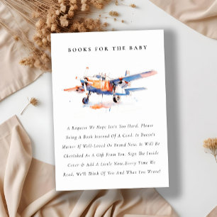 Blue Orange Blush Airplane Books für Babydusche Begleitkarte