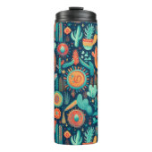 Blue Orange Boho Cactus Western Pattern Thermosbecher (Vorderseite)