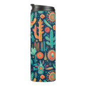 Blue Orange Boho Cactus Western Pattern Thermosbecher (Nach rechts gedreht)