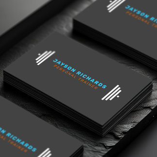 Blue/Orange Bold Barbell Personal Trainer Simple Visitenkarte