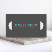 Blue/Orange Bold Barbell Personal Trainer Simple Visitenkarte