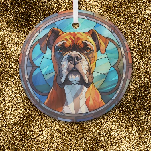 Blue Orange Boxer Dog erhalten Ornament Aus Glas