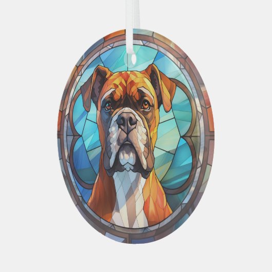 Blue Orange Boxer Dog erhalten Ornament Aus Glas (Vorderseite links)