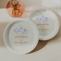 Blue Orange Burlap Little Pumpkin Baby Dusche