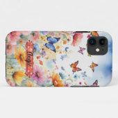 Blue Orange Butterfly Floral iPhone / iPad Gehäuse Case-Mate iPhone Hülle (Rückseite (Horizontal))