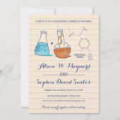 Blue & Orange Chemistry Probe Dinner Einladungen (Vorderseite)