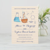 Blue & Orange Chemistry Probe Dinner Einladungen (Stehend Vorderseite)