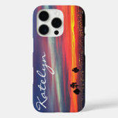 Blue Orange Clouds California Sunset Name Script Case-Mate iPhone Hülle (Rückseite)