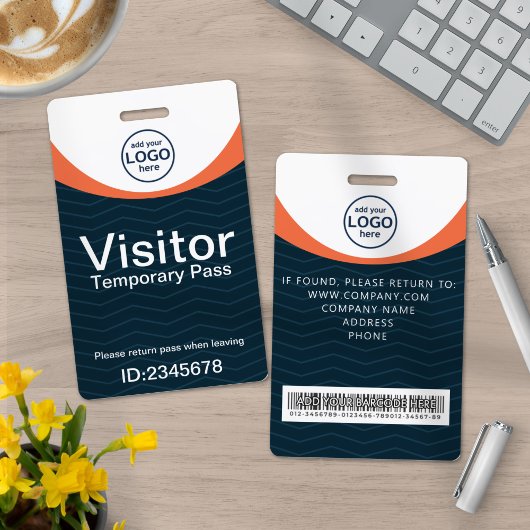 Blue Orange Corporate Visitor Pass ID Barcode Ausweis
