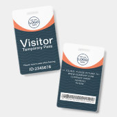 Blue Orange Corporate Visitor Pass ID Barcode Ausweis (Vorder- & Rückseite)