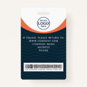 Blue Orange Corporate Visitor Pass ID Barcode Ausweis (Rückseite)