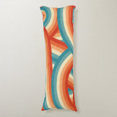 Blue/Orange/Cream Retro Rainbow Stripes Pattern Seitenschläferkissen (Vorderseite Vertikal)