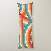 Blue/Orange/Cream Retro Rainbow Stripes Pattern Seitenschläferkissen (Rückseite (Vertikal))