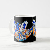 Blue Orange Crystal Gems Rocks Abstrakte Kunst Kaffeetasse (Vorderseite Links)