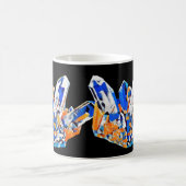 Blue Orange Crystal Gems Rocks Abstrakte Kunst Kaffeetasse (Mittel)