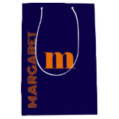 blue & orange custom initial name modern mittlere geschenktüte (Vorderseite)