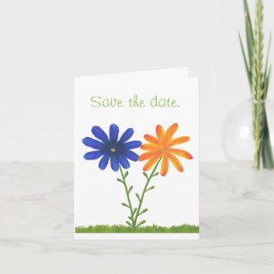 Blue Orange Daisy Blume Save the Date Mitteilungsk Einladung
