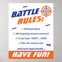 Blue, Orange Dart War Birthday Party Battle Rules