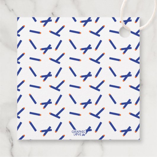 Blue, Orange Dart War Birthday Party Danke Geschenkanhänger (Rückseite)