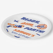 Blue, Orange Dart War Birthday Party, jedes Alter Pappteller (Schrägansicht)