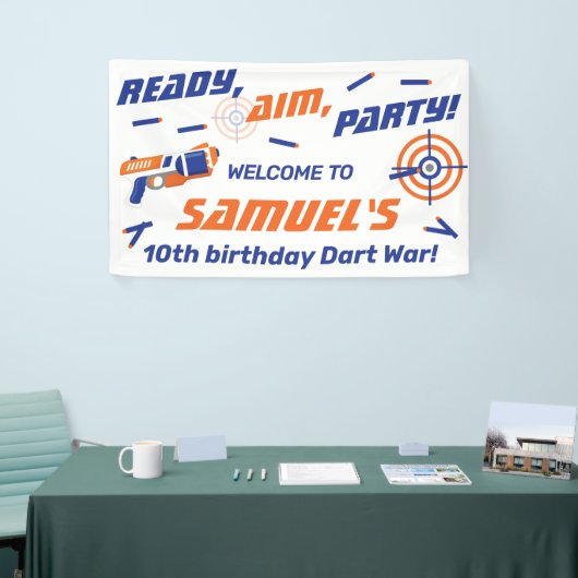 Blue, Orange Dart War Birthday Party, Willkommen Banner (Messeveranstaltung)
