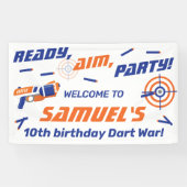Blue, Orange Dart War Birthday Party, Willkommen Banner (Horizontal)