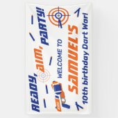 Blue, Orange Dart War Birthday Party, Willkommen Banner (Vertikal)
