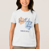 Blue Orange Dog Paw Print Birthday Boy Party Tri-Blend Shirt (Vorderseite)