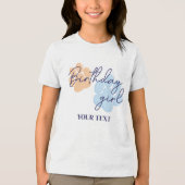 Blue Orange Dog Paw Print Birthday Girl Party Tri-Blend Shirt (Vorderseite)