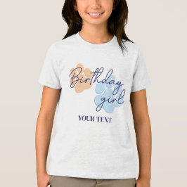 Blue Orange Dog Paw Print Birthday Girl Party Tri-Blend Shirt