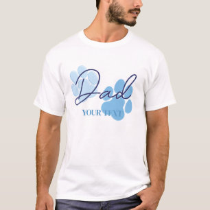 Blue Orange Dog Paw Print Birthday Party Vater T-Shirt