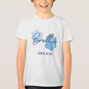 Blue Orange Dog Paw Print Geburtstagspartei Bruder Tri-Blend Shirt