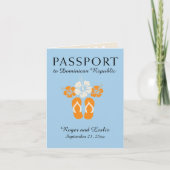 Blue Orange Dominican Republic Wedding Passport Einladung (Vorderseite)