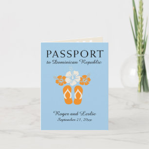 Blue Orange Dominican Republic Wedding Passport Einladung
