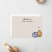 Blue Orange Fall Pumpkin Vielen Dank Hinweis Mitteilungskarte (Vorderseite/Rückseite Beispiel)