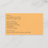 Blue Orange Flasche Pharmakokinetik Tabletten Visitenkarte (Rückseite)