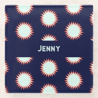 Blue & Orange Flash Add The Name Bold Loud Pattern Glasuntersetzer