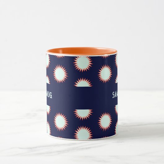 Blue & Orange Flash Add The Name Bold Loud Pattern Tasse (Zentrum)