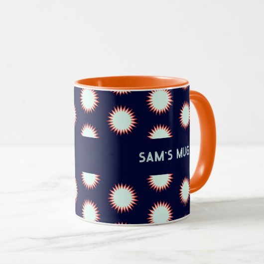 Blue & Orange Flash Add The Name Bold Loud Pattern Tasse (VorderseiteRechts)