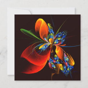 Blue Orange Floral Modernes Abstraktes Kunstmuster