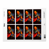 Blue Orange Floral Modernes Abstraktes Kunstmuster (Vorne)