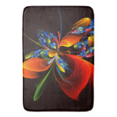 Blue Orange Floral Modernes Abstraktes Kunstmuster Badematte (Vorderseite Vertikal)