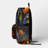 Blue Orange Floral Modernes Abstraktes Kunstmuster Bedruckter Rucksack (Rechts)